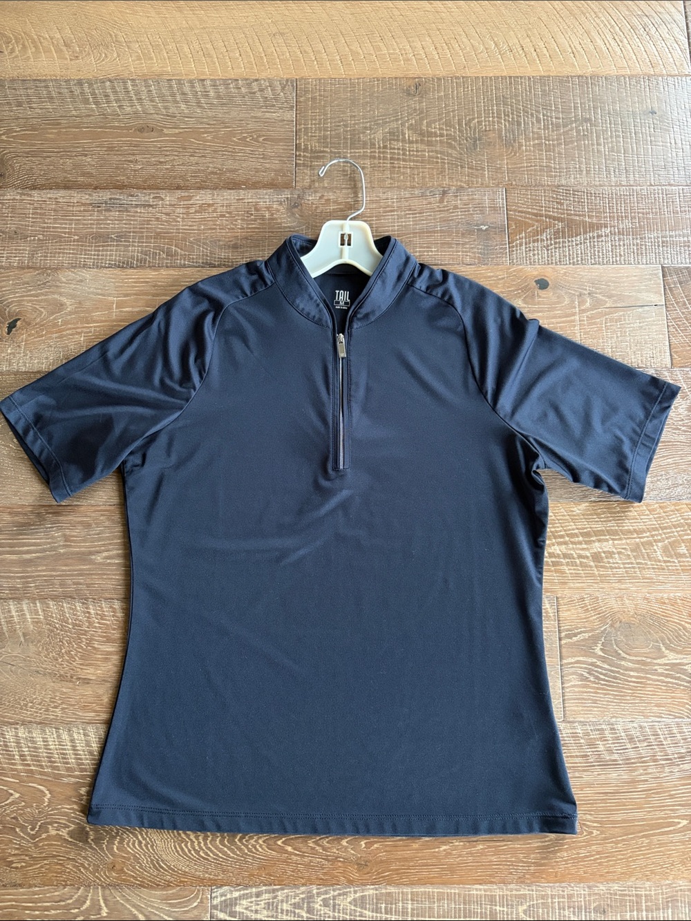Tail Navy Zip-Front Short Sleeve Golf Top